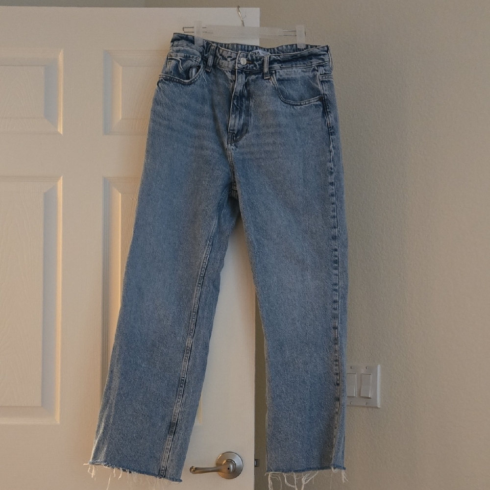 Zara Light Blue Straight Leg Jeans Size 10